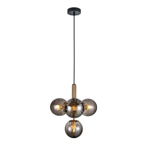 Obniżka ceny Wisząca lampa nowoczesna ze szklanymi kulami kloszami z przydymianego szkła złote elementy Italux PND-2324-4B BRO+SG Ravena 4xE27