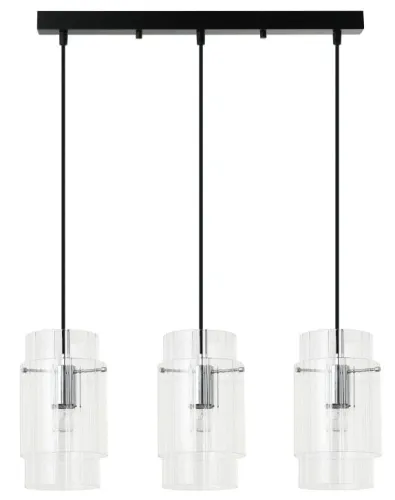 Lampa wisząca nad wyspę czarna listwa z trzema szklanymi kloszami Light Prestige LP-707/3L Savona 3xE27 Łatwy zwrot