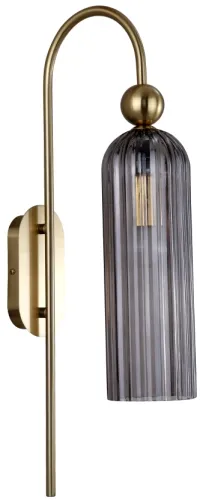 Bestseller Złoty kinkiet z wygiętym ramieniem i dymnym szklanym kloszem walcem Light Prestige LP-939/1W smoked Piega E14