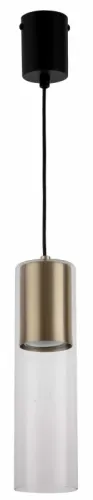 Popularny Lampa wisząca szklany podłużny abażur przezroczysty ze złotą tubką Light Prestige LP-232/1P GD Manacor GU10