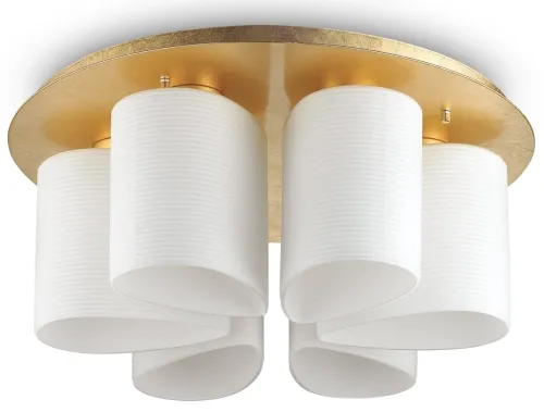 Lampa sufitowa podstawa z złotym pyłkiem i białe klosze z dmuchanego szkła Ideal Lux 247779 Daisy 6xE27 60cm Super okazja