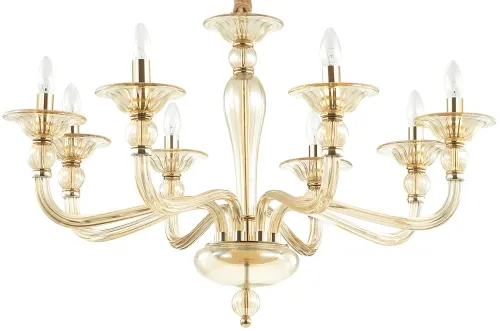 Promocja Złota lampa wisząca włoski szeroki żyrandol Ideal Lux 159973 Danieli 8xE14 85cm x 170cm