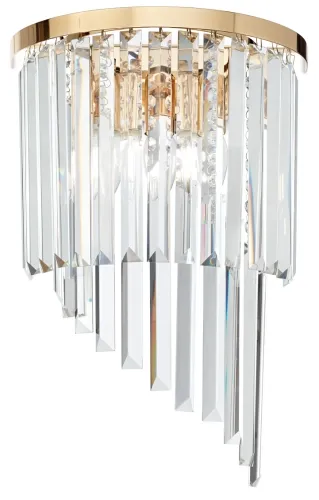 Cena promocyjna Lampa ścienna kinkiet z mosiężną ramą i kryształami na bazie półokręgu Ideal Lux 213491 Carlton 3xE14