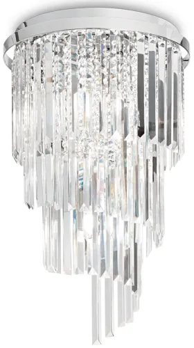 Oferta Lampa sufitowa z kaskadowo opadającymi kryształami z chromowanego okręgu Ideal Lux 168920 Carlton 8xE14 40cm x 66cm
