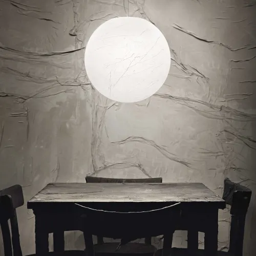 Wyprzedaż Biała zewnętrzna lampa wisząca świecąca kula z imitująca papier na taras Ideal Lux 226026 Carta E27 IP44 30cm x 242cm
