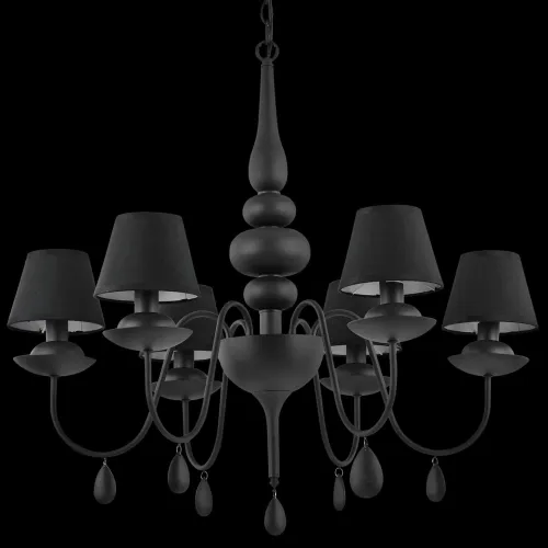 Tylko dziś Czarny szeroki żyrandol z abażurami i kryształami Ideal Lux 111872 Blanche 6xE14 75cm x 120cm
