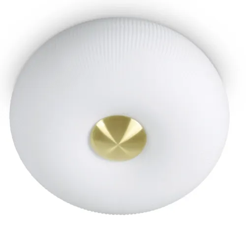 Lampa sufitowa okrągły biały plafon z frezowanym szklanym kloszem i mosiężną kopułką Ideal Lux 214498 Arizona 2xGX53 30cm x 18cm Do wyczerpania zapasów