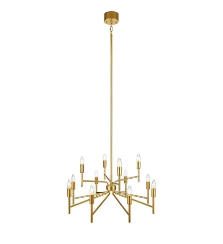 Złota lampa wisząca na długim sztywnym stelażu i dwurzędowymi ramionami MarkSlojd 108106 Regent 12xE14 70cm Oferta czasowa