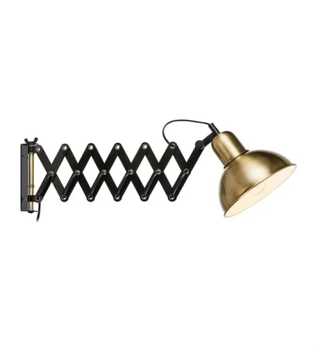 Hit sprzedaży Lampa ścienna kinkiet typu harmonijka na wysięgniku złoto czarna MarkSlojd 108104 Riggs E27