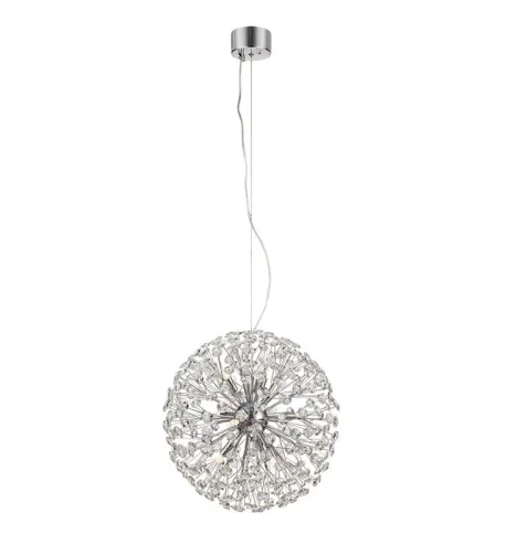Rabat Chromowana lampa wisząca w kształcie kuli z drobnymi kryształkami MarkSlojd 108101 Bolid 9xG9 50cm