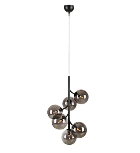 Kup online Lampa wisząca w kształcie gałązki z szklanymi dymionymi kloszami regulowana wysokość MarkSlojd 108108 Callisto 6xG9