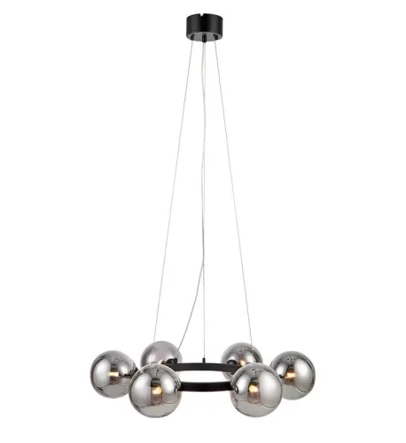 Hit sprzedaży Lampa wisząca ring do jadalni z szklanymi dymionymi kloszami MarkSlojd 108051 Circle 6xG9 71cm