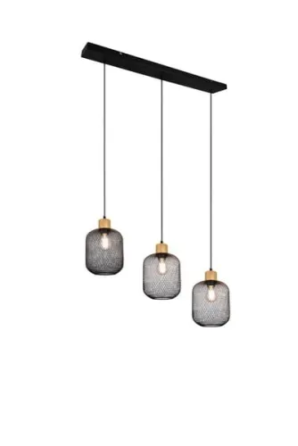 Tylko do końca tygodnia Lampa wisząca trzy abażury z metalowej siatki czarne loft RL R30563032 Calimero 3xE27 80cm