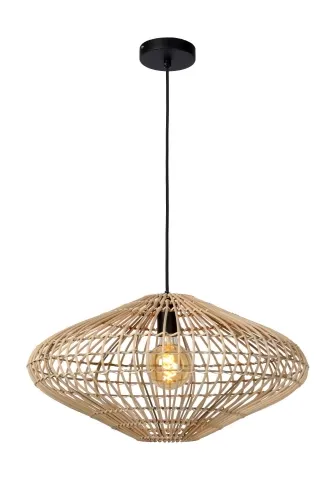 Darmowy zwrot Lampa wisząca z rattanowym kloszem i czarnym zawiesiem Lucide 03435/56/72 Magali E27 56cm x 160cm
