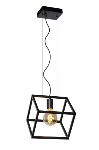 Ostatnie sztuki Lampa wisząca z czarną metalową ramą w formie sześcianu Lucide 00425/01/30 Fabian E27