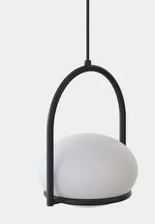 Premium Czarna lampa wisząca z białym kloszem kulą Leds C4 00-7984-05-M1 Coco E14 17,5cm