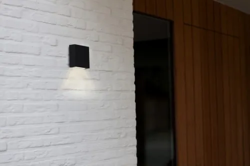 Taniej Zewnętrzna lampa ścienna kinkiet na elewację Lutec 5104002012 Gemini LED 9,2W 3000K IP54 Czarny