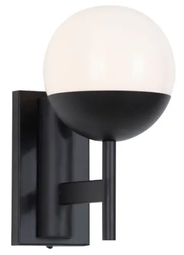 Ograniczona ilość Czarny kinkiet z białym kloszem kulą na nóżce Max Light W0255 Dallas E14