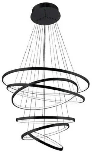 Szeroka i długa czarna lampa wisząca z obręczami ledowymi Azzardo AZ2923 Wheel LED 140W 3000K 85cm Sprawdź teraz