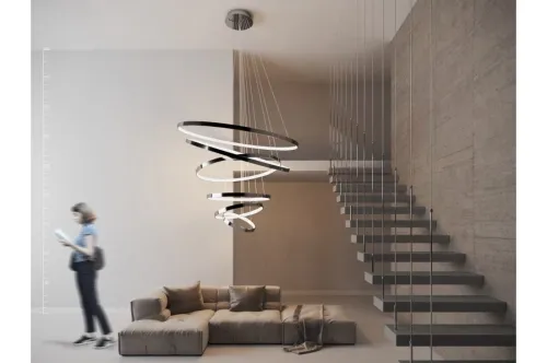 Ostatnie sztuki Duża nowoczesna złota lampa wisząca obręcze LED Azzardo AZ3138 Wheel 190W 3000K 120cm