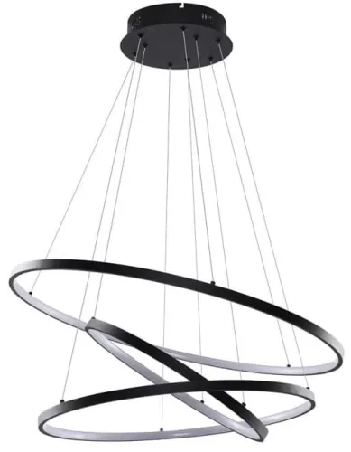 Czarna lampa wisząca trzy przeplatane ledowe obręcze 45cm 60cm 75cm Azzardo AZ2920 Wheel LED 80W 3000K Zamów dziś