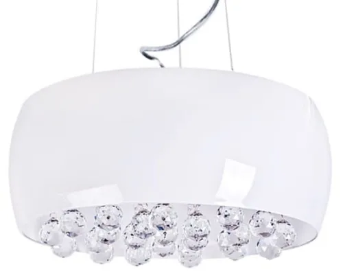 Okrągła biała lampa wisząca z kryształkami wewnątrz klosza Azzardo AZ0702 Quince 6xG9 50cm Tani