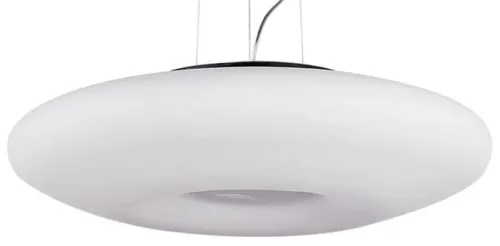 Nowość Biało chromowana okrągła spłaszczona lampa wisząca Azzardo AZ0277 Pires 3xE27 50cm