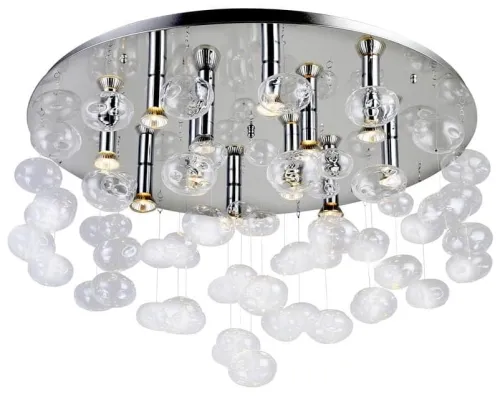 Rabat Szeroka lampa wisząca chromowana okrągła rozeta i przezroczyste kulki Azzardo AZ2571 Luvia 12xGU10 80cm