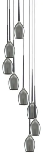 Dostępne od ręki Długa lampa wisząca z dymnymi kloszaim do wysokich pomieszczeń Azzardo AZ2940 Izza 8xE14 51cm x 280cm