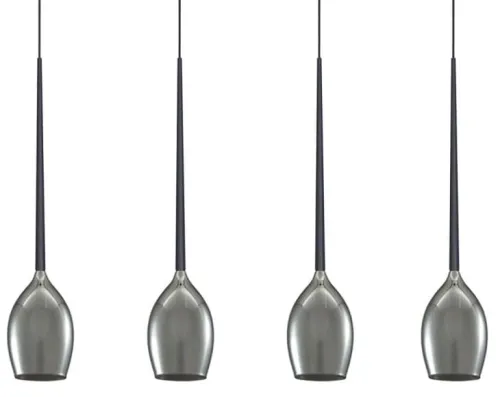 Czarna lampa wisząca z czterema dymnymi kloszami na listwie Azzardo AZ2938 Izza 4xE14 107cm Promocja