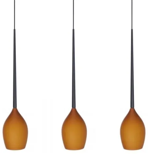 Wysoka jakość Czarna lampa wisząca z smukłymi bursztynowymi kloszami na listwie nad stół Azzardo AZ2322 Izza 3xE14 78cm