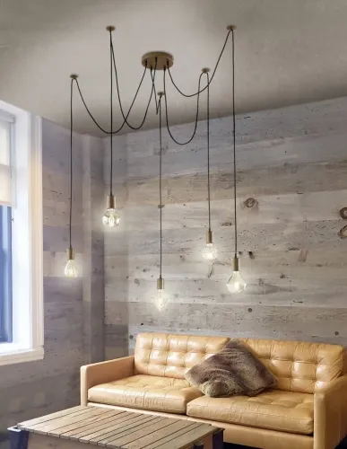 Lampa miedziana pająk wisząca Trio 310100562 Cord 5xE27 Nowy
