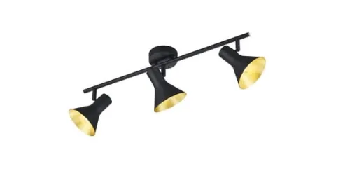 Najlepsza cena Lampa sufitowa trzy reflektorki na listwie czarno złota RL R80163002 Nina 3xE14 58cm