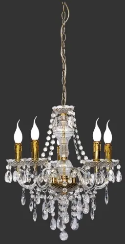 Lampa wisząca żyrandol dekoracyjny świecznikowy akrylowy stylizowany klasyczny z kryształkami mosiężny RL R1107-03 LÜSTER 5xE14 Darmowy zwrot