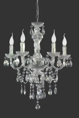 Darmowy zwrot Lampa wisząca żyrandol dekoracyjny świecznikowy akrylowy stylizowany klasyczny z kryształkami treansparenty RL R1107-00 LÜSTER 5xE14