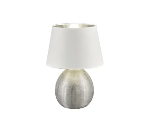 Taniej Lampa nocna ceramiczna podstawa kulista biały abażur RLR50631089 Luxor E27