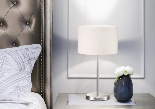 Lampa nocna stołowa podstawa nikiel i abażur biały Trio 501100101 Hotel E14 32x20cm Bezpieczna płatność