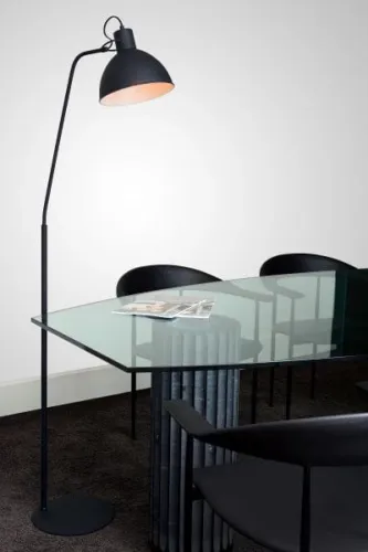 Czarna lampa podłogowa z kopułowym kloszem Lucide 03717/01/30 Shadi E27 160cm Rabat