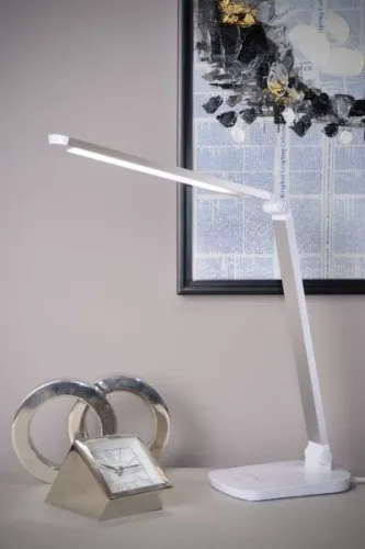 Sprawdź teraz Nowoczesna biała płaska lampa biurkowa z ściemnianiem i zmianą barwy światła Lucide 24656/10/31 Vario LED 8W 2700/6500K