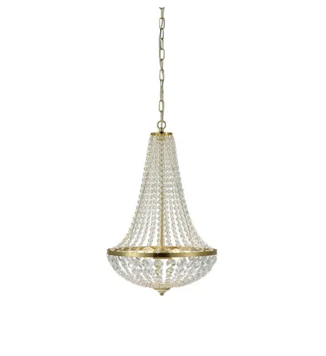 Lampa wisząca żyrandol na łańcuchu do salonu przezroczyste kryształki złote metalowe obręcze i zdobienia MarkSlojd 106119 Gränsö 2xE14 175cm x 40cm Tylko do końca tygodnia
