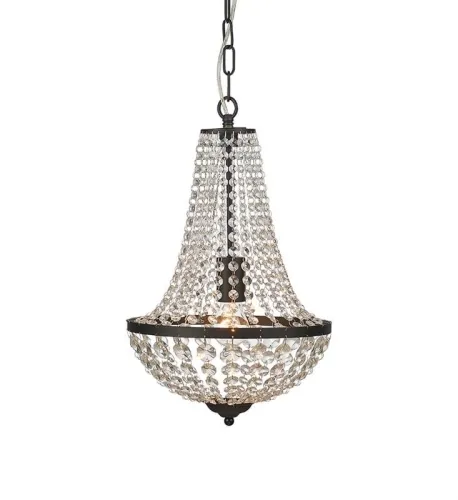 Lampa wisząca kryształowy żyrandol na łańcuchu przezroczysty z czarnymi detalami MarkSlojd 107026 Gränsö E27 196cm x 30cm Darmowy zwrot