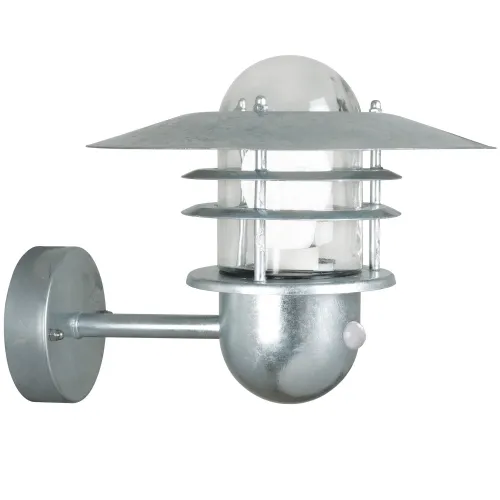Rabat Zewnętrzna lampa ścienna kinkiet na elewację Nordlux 74501031 Agger E27 IP54 czujnik ruchu zmierzchu 29x20cm galwanizowana