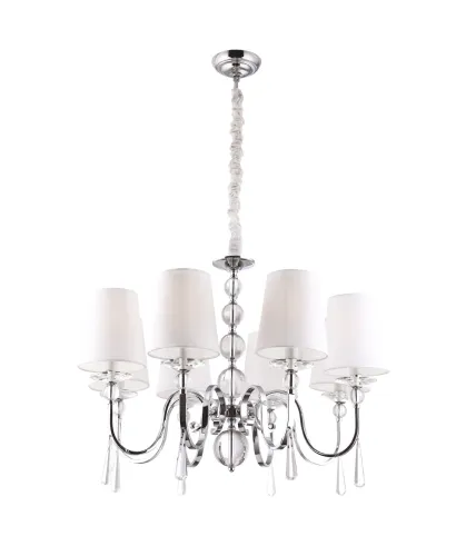 Chromowany żyrandol z kryształkami i abażurami MaxLight P0109 Charlotte 6xE14 70cm Cena promocyjna
