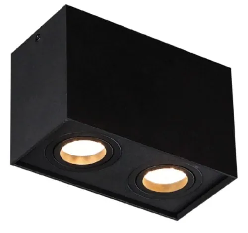 Czarna punktowa lampa sufitowa box z regulacją MaxLight C0089 Basic 2xGU10 Hit sprzedaży