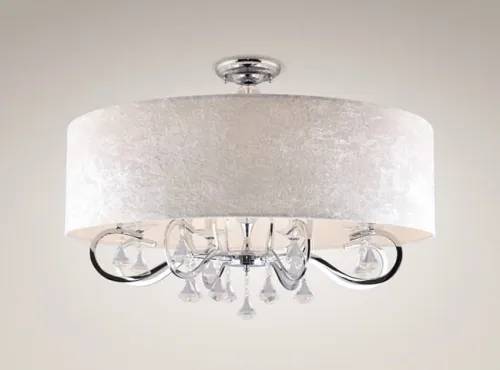 Chromowany plafon z okrągłym abażurem i kryształkami MaxLight C0060 Amsterdam 5xE14 60cm Wyprzedaż